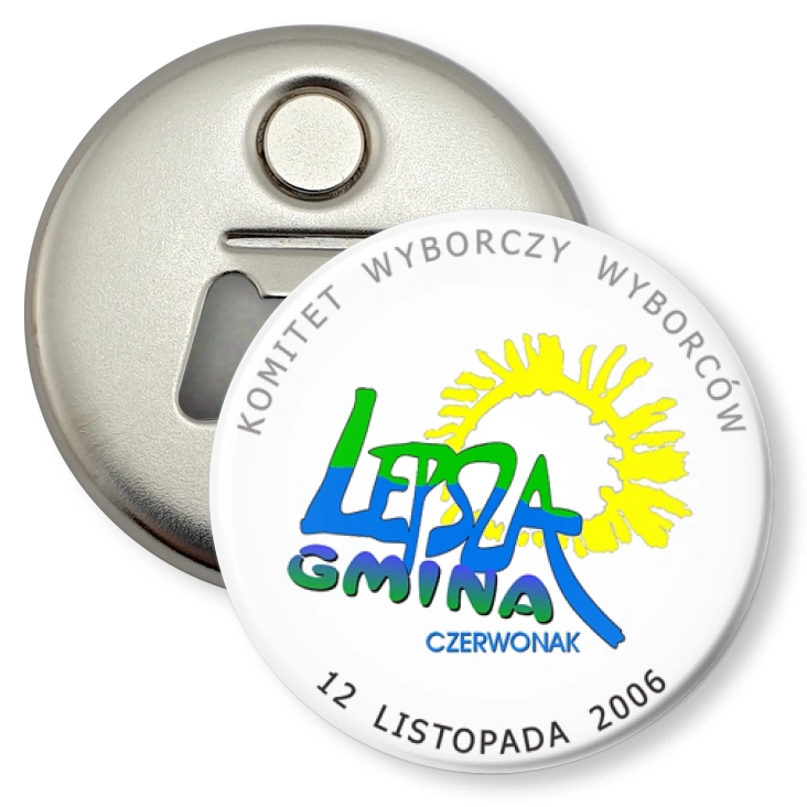 przypinka otwieracz-magnes Lepsza Gmina Czerwonak 2006