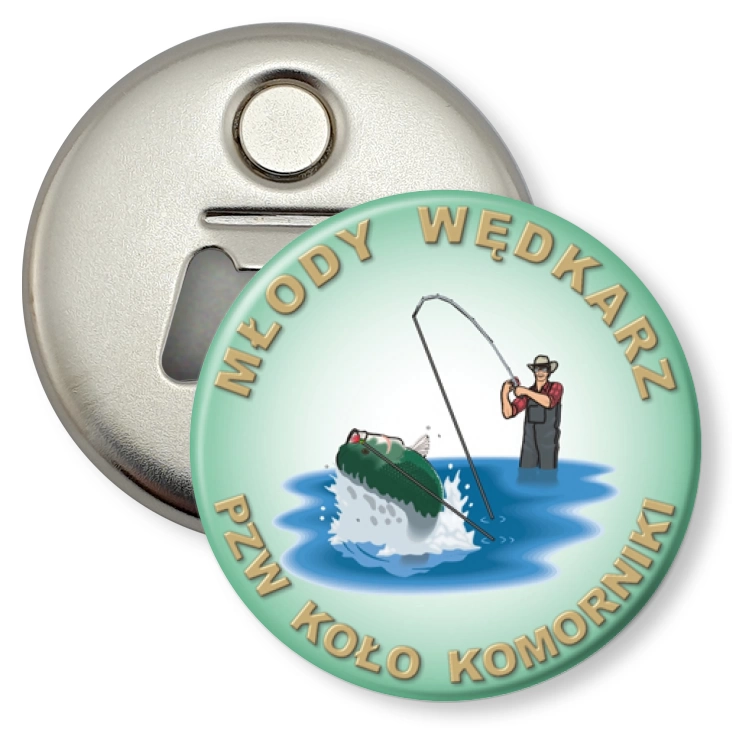 przypinka otwieracz-magnes Młody Wędkarz
