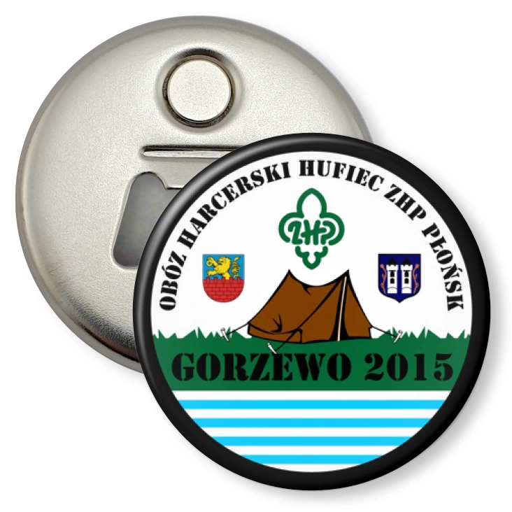 przypinka otwieracz-magnes Obóz ZHP