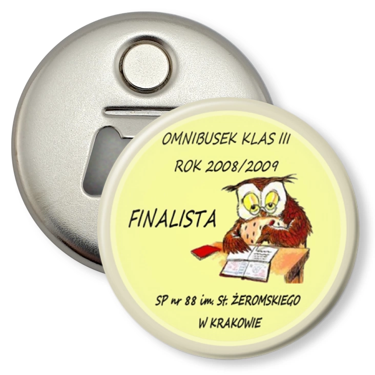 przypinka otwieracz-magnes Omnibusek Finalista