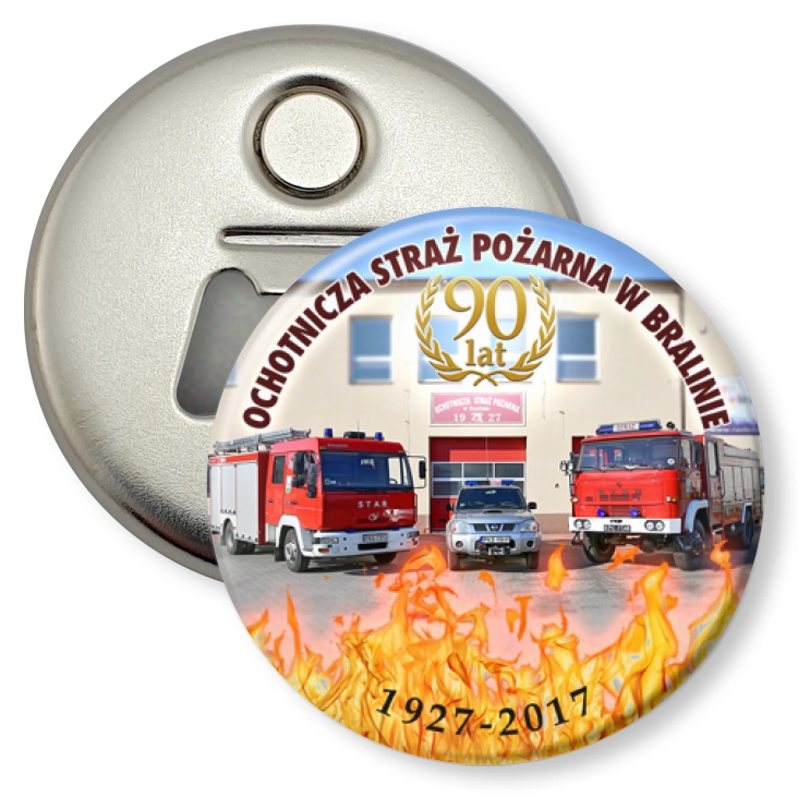 przypinka otwieracz-magnes OSP w Bralinie