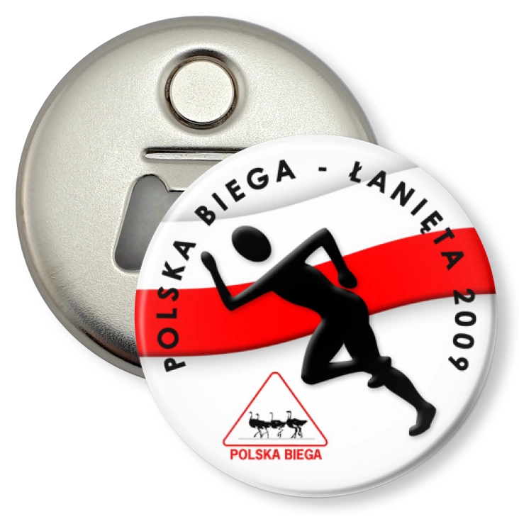 przypinka otwieracz-magnes Polska Biega - Łanięta 2009
