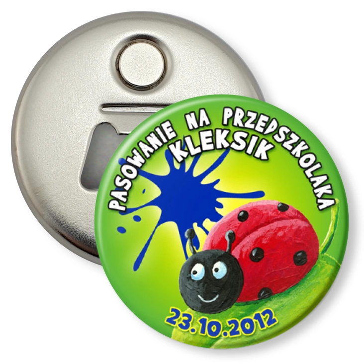 przypinka otwieracz-magnes Przedszkole Kleksik - Pasowanie