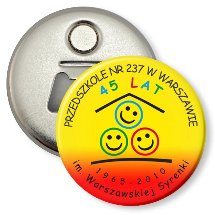 przypinka otwieracz-magnes Przedszkole nr 237 w Warszawie