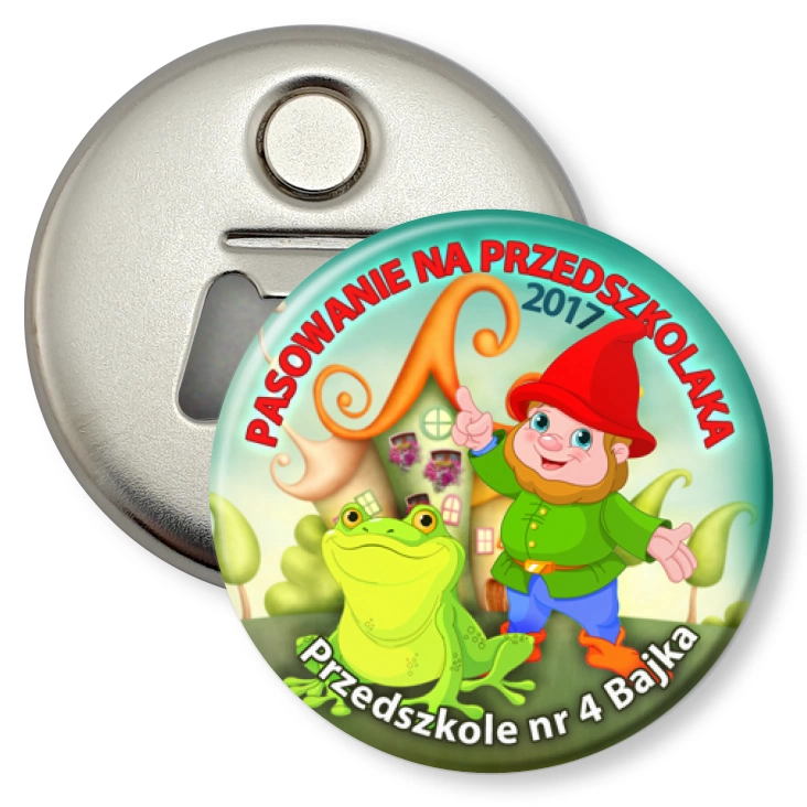 przypinka otwieracz-magnes Przedszkole nr 4 Bajka