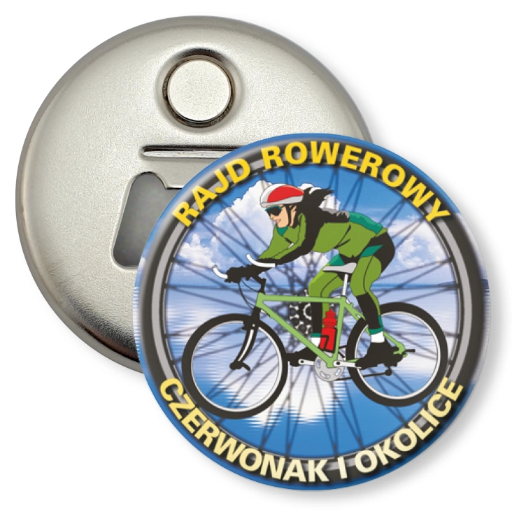 przypinka otwieracz-magnes Rajd Rowerowy - Czerwonak i Okolice