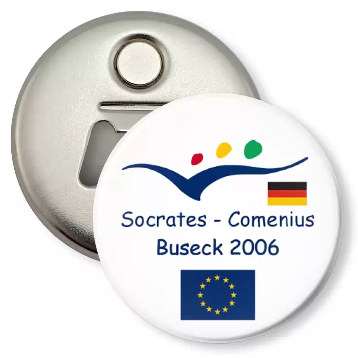przypinka otwieracz-magnes Socrates Comenius Buseck 2006