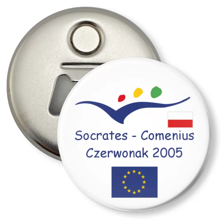 przypinka otwieracz-magnes Socrates - Comenius