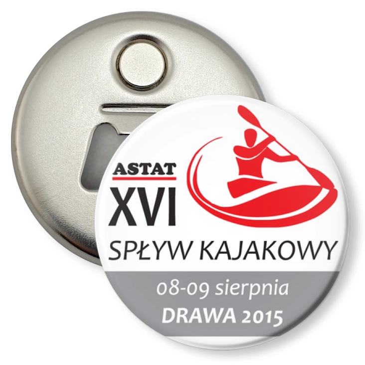 przypinka otwieracz-magnes Spływ Kajakowy Drawa 2015