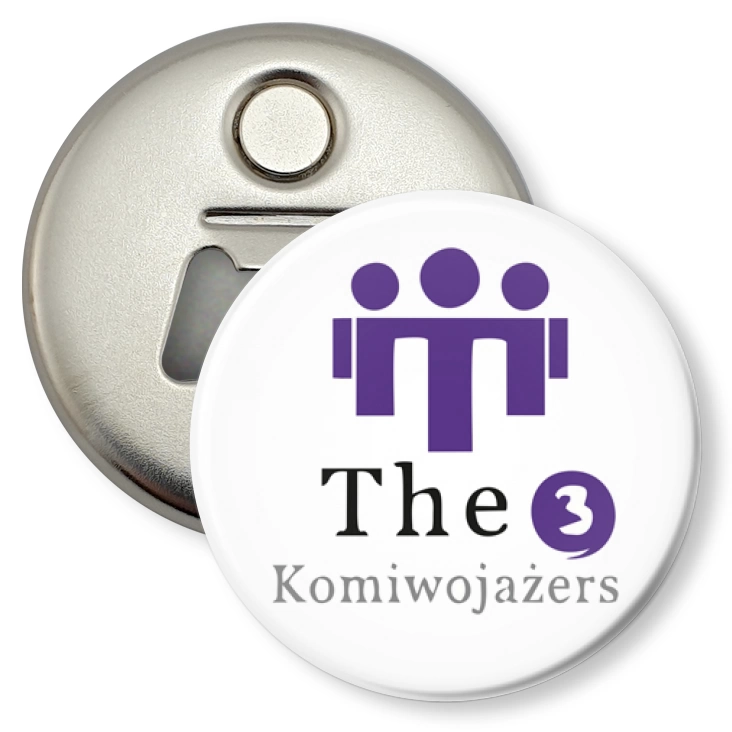 przypinka otwieracz-magnes The 3 Komiwojażers