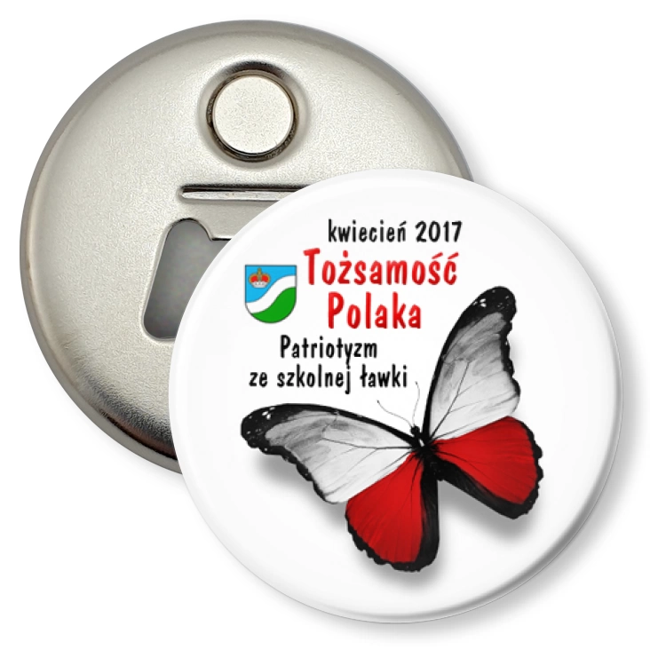 przypinka otwieracz-magnes Tożsamość Polaka