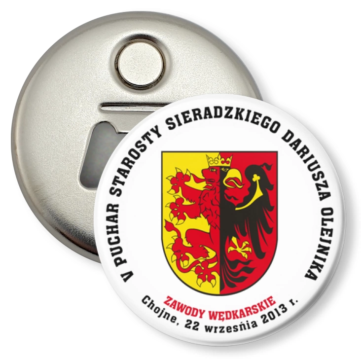 przypinka otwieracz-magnes V Puchar Starosty Sieradzkiego