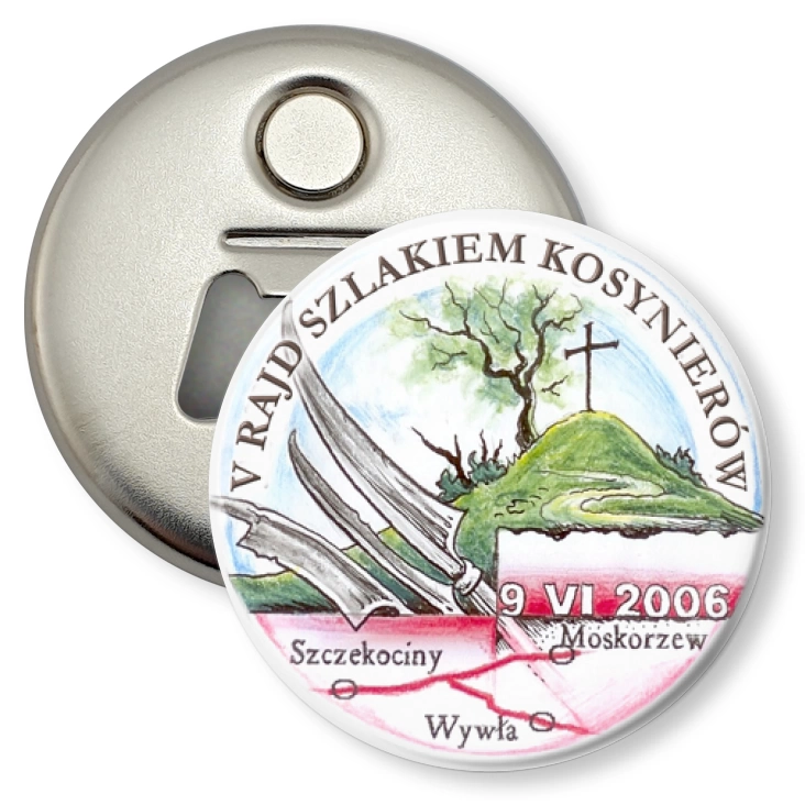 przypinka otwieracz-magnes V Rajd Szlakiem Kosynierów