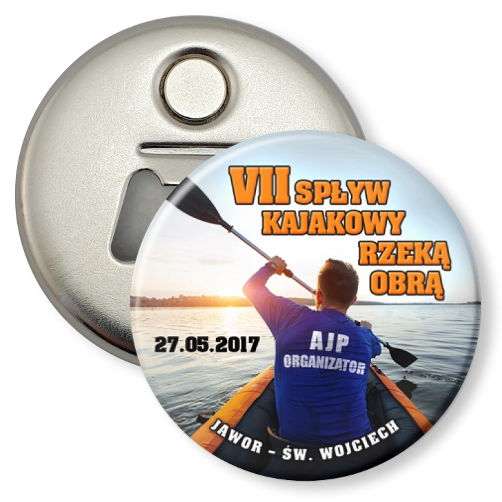 przypinka otwieracz-magnes VII Spływ kajakowy rzeką Obrą