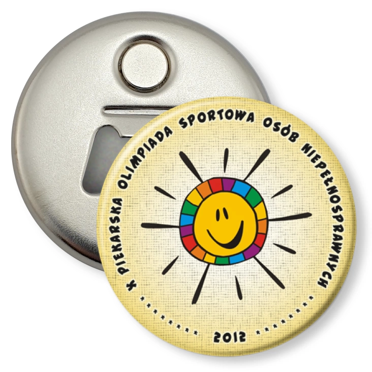 przypinka otwieracz-magnes X Piearska Olimpiada Sportowa Osób Niepełnosprawnych 2012