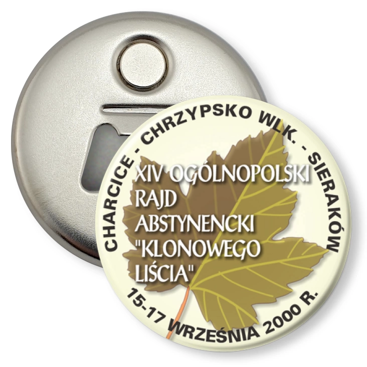 przypinka otwieracz-magnes XIV Ogólnopolski Rajd Abstynencki Klonowego Liścia
