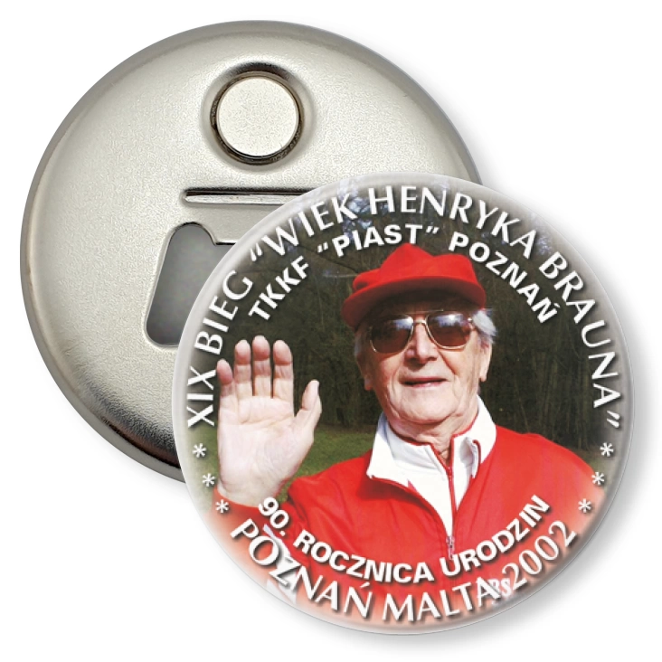 przypinka otwieracz-magnes XIX Bieg Wiek Henryka Brauna