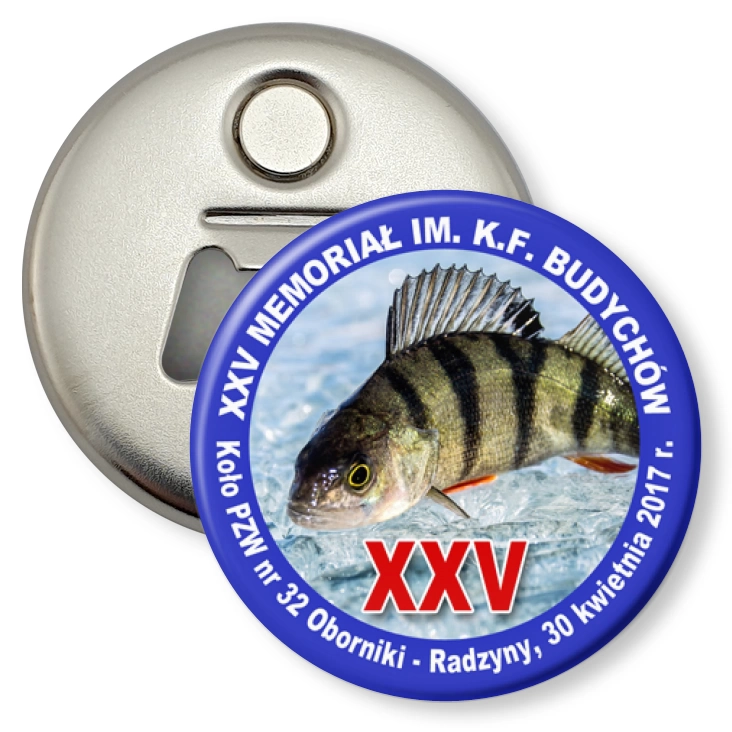 przypinka otwieracz-magnes XXI Memoriał K.F. Budychów
