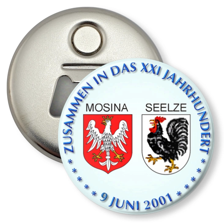 przypinka otwieracz-magnes ZUSAMMEN IN DAS XXI JAHRUNDERT
