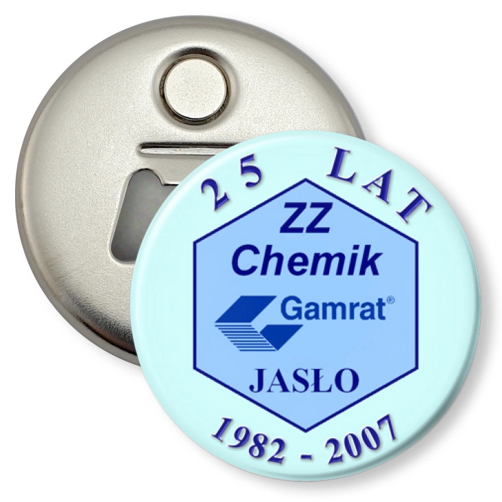 przypinka otwieracz-magnes ZZ Chemik Jasło - 25 lat