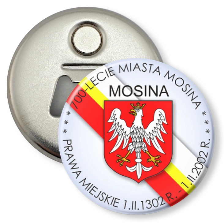 przypinka otwieracz-magnes 700-lecie Miasta Mosina