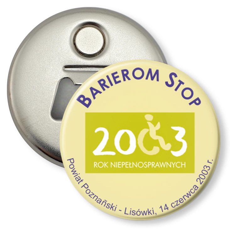 przypinka otwieracz-magnes Babierom STOP