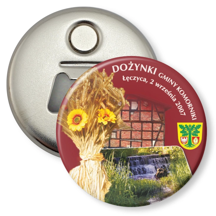 przypinka otwieracz-magnes Dożynki Gminy Komorniki 2007