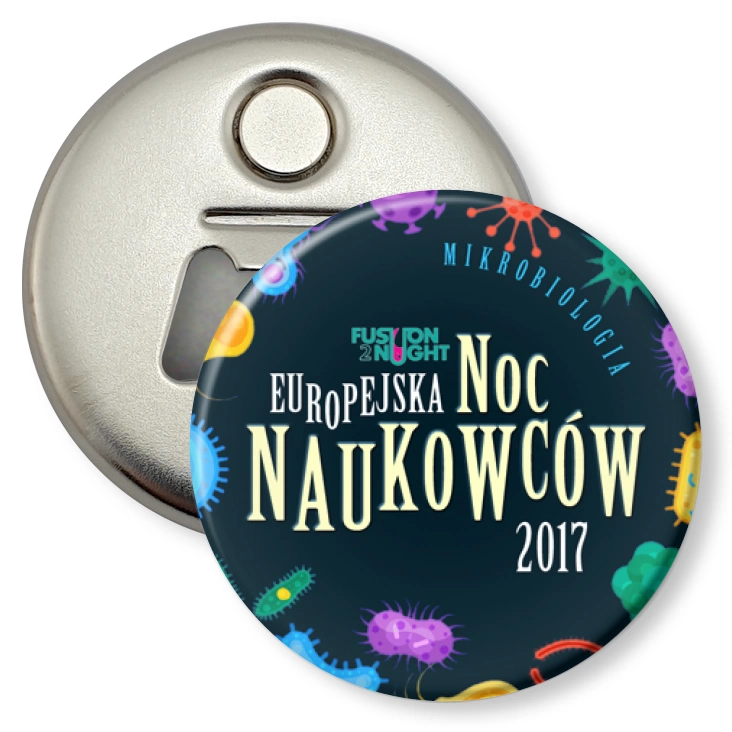 przypinka otwieracz-magnes Europejska Noc Naukowców 2017