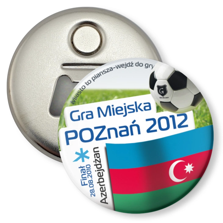 przypinka otwieracz-magnes Gra Miejska - Poznań 2012 - Azerbejdżan