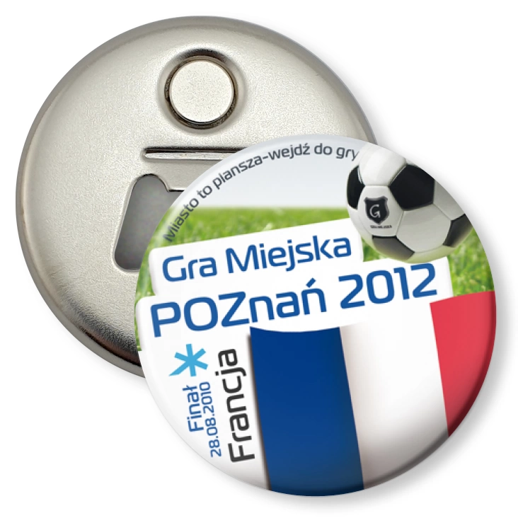 przypinka otwieracz-magnes Gra Miejska - Poznań 2012 - Francja
