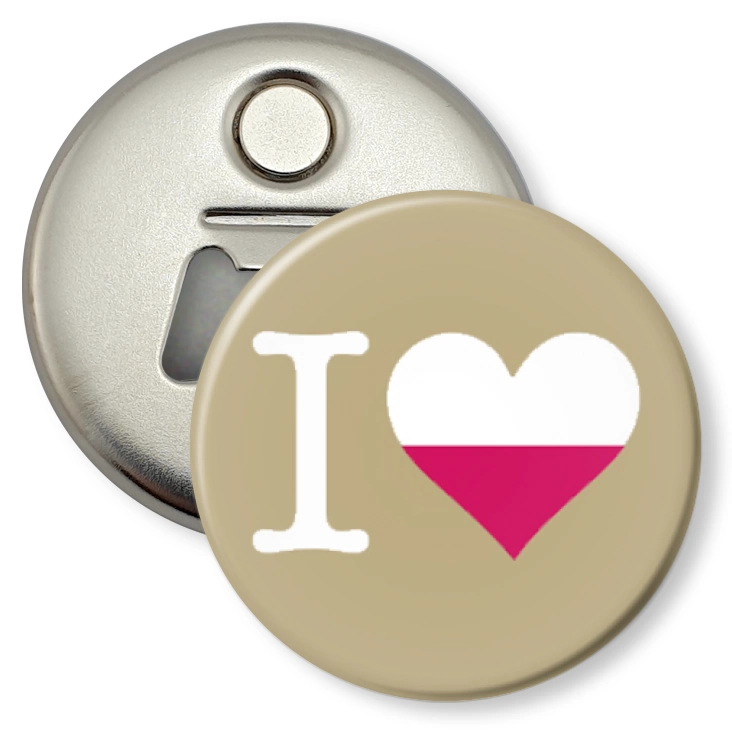 przypinka otwieracz-magnes I love poland