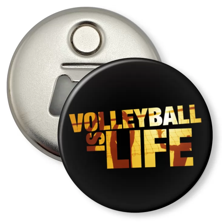 przypinka otwieracz-magnes I love volleyball