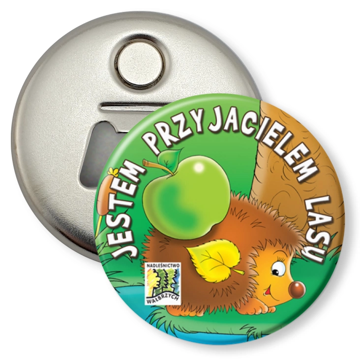 przypinka otwieracz-magnes Jestem Przyjacielem Lasu