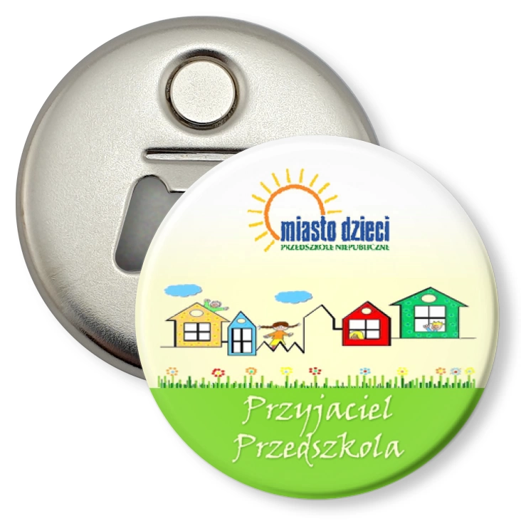 przypinka otwieracz-magnes Miasto Dzieci