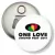 Przypinka otwieracz-magnes One love 2011 - białe