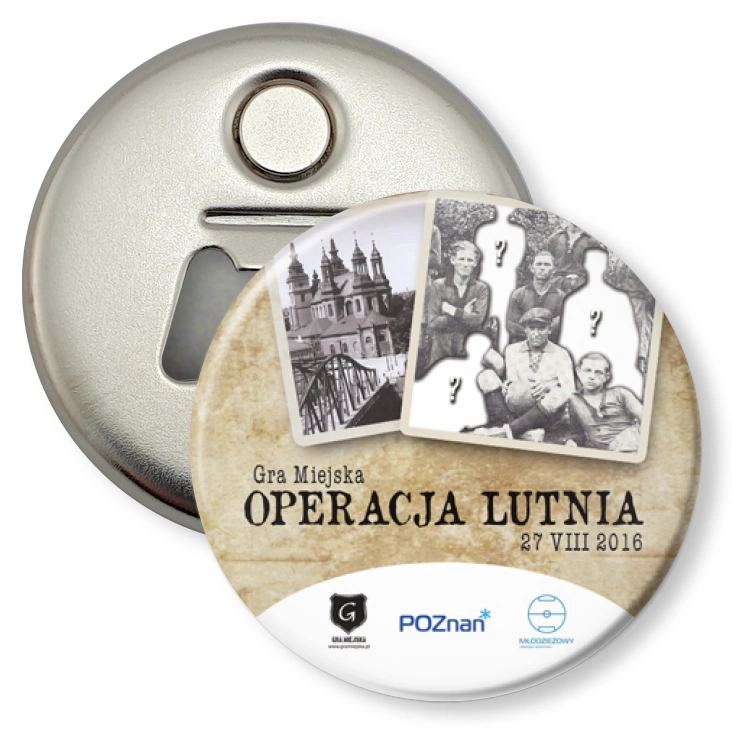 przypinka otwieracz-magnes Operacja Lutnia