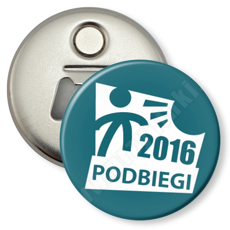 przypinka otwieracz-magnes Podbiegi 2016