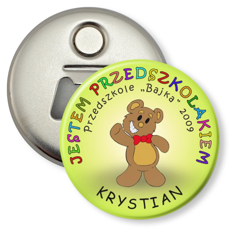 przypinka otwieracz-magnes Przedszkole Bajka