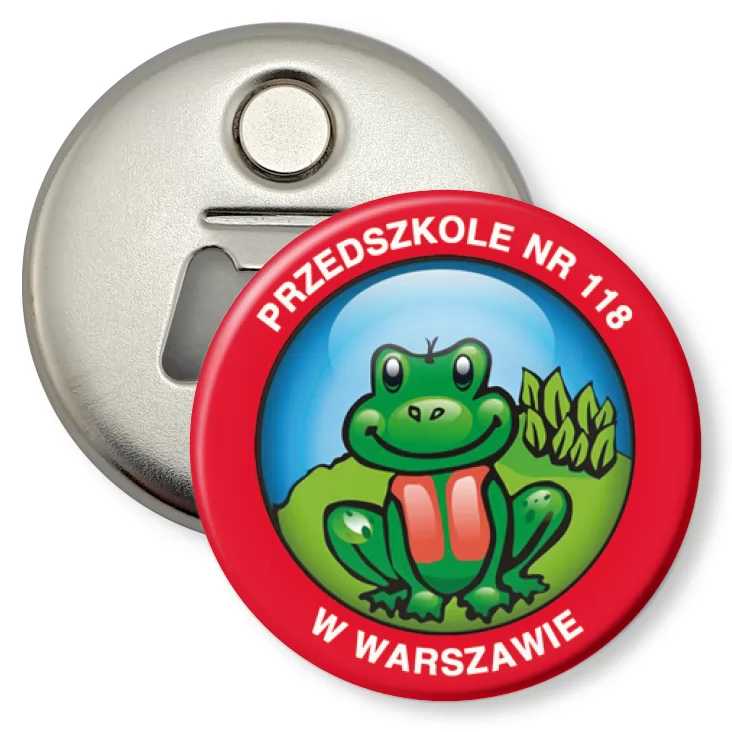 przypinka otwieracz-magnes Przedszkole nr 118 w Warszawie