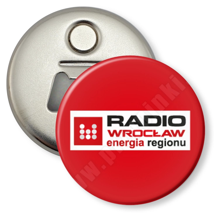 przypinka otwieracz-magnes Radio Wrocław