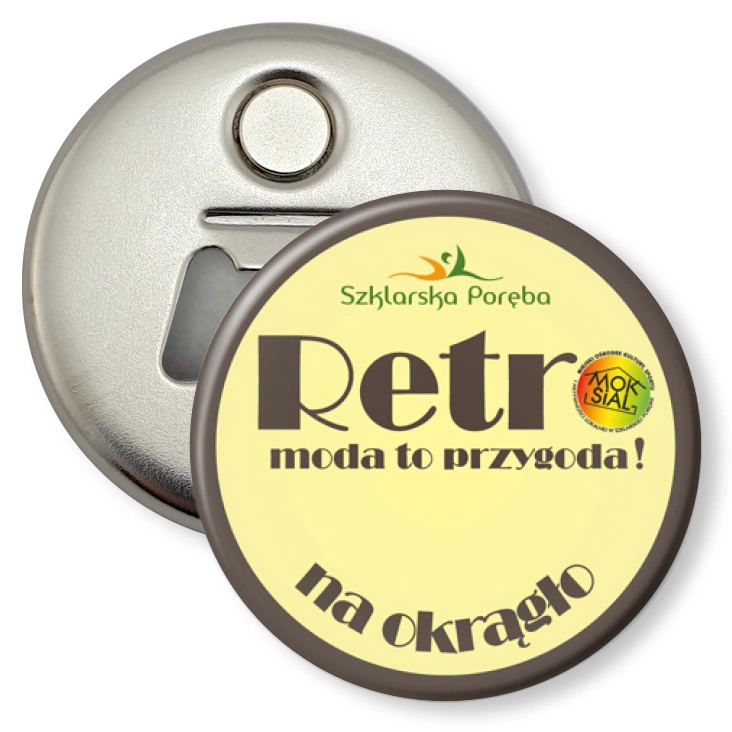 przypinka otwieracz-magnes Retro