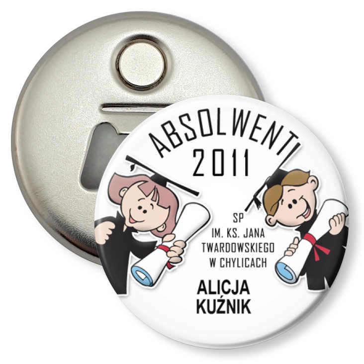 przypinka otwieracz-magnes SP w Chylicach - absolwent 2011