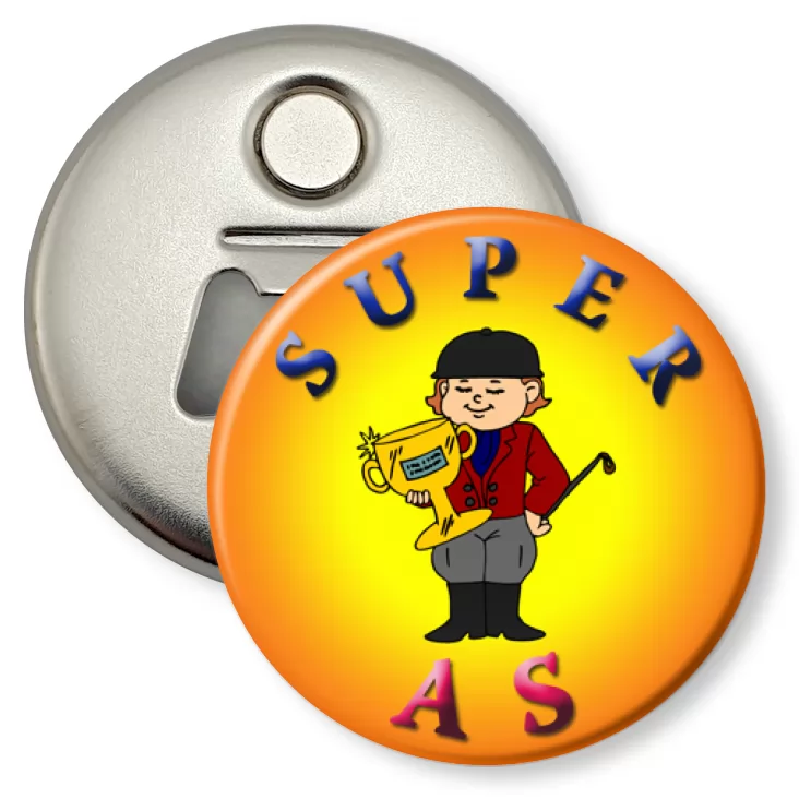 przypinka otwieracz-magnes Super As