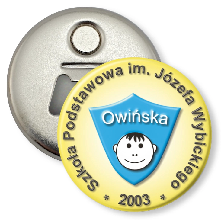 przypinka otwieracz-magnes Szkoła Podstawowa w Owińskach