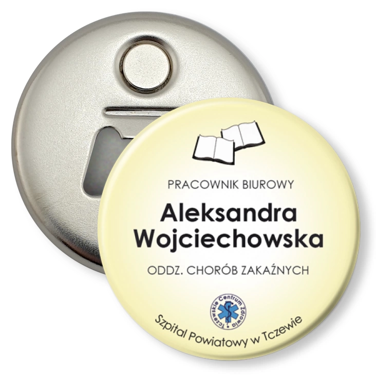 przypinka otwieracz-magnes Szpital Powiatowy w Tczewie - pracownik biurowy