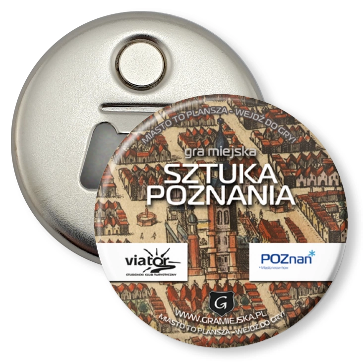 przypinka otwieracz-magnes Sztuka Poznania