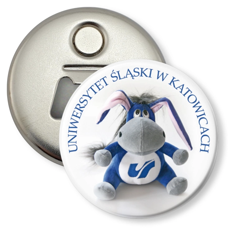 przypinka otwieracz-magnes Uniwersytet Śląski w Katowicach