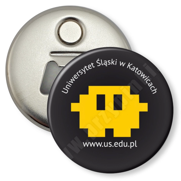 przypinka otwieracz-magnes Uniwersytet Śląski w Katowicach