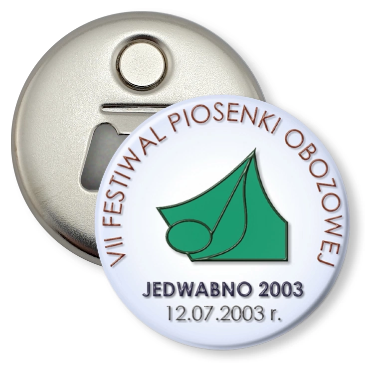 przypinka otwieracz-magnes VII Festiwal Piosenki Obozowej