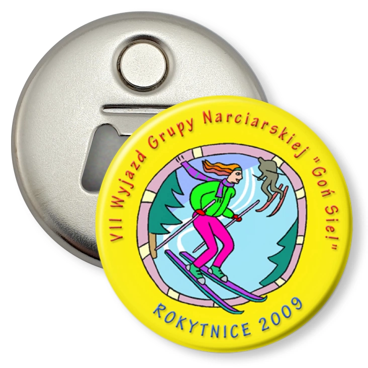 przypinka otwieracz-magnes VII Wyjazd Grupy Narciarskiej Goń Sie!